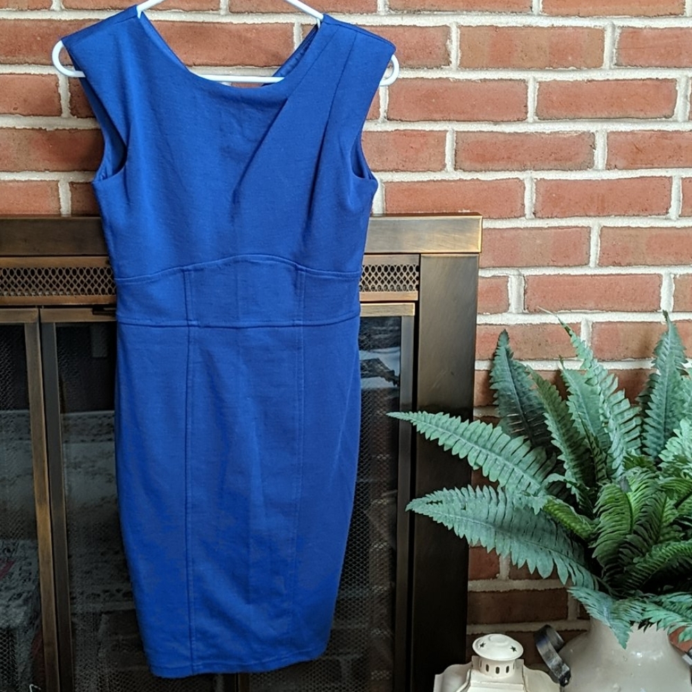 Bordeaux Cobalt Blue Sheath Dress